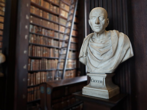 Marble bust of Cicero at the Trinity College Library in Dublin.