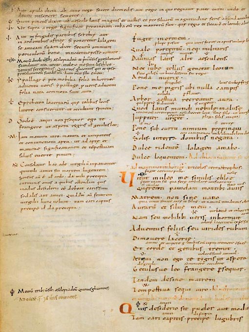 Manuscript showing Horace, Odes 1.23.