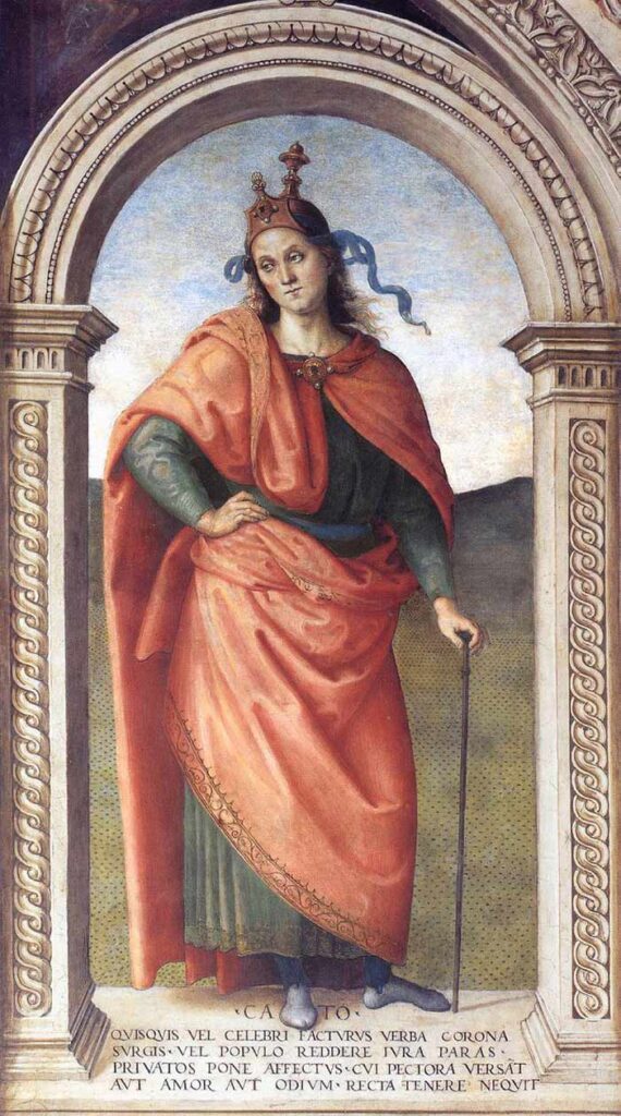 Cato, fresco by Pietro Perugino, 1497-1500, at Collegio del Cambio, Perugia.