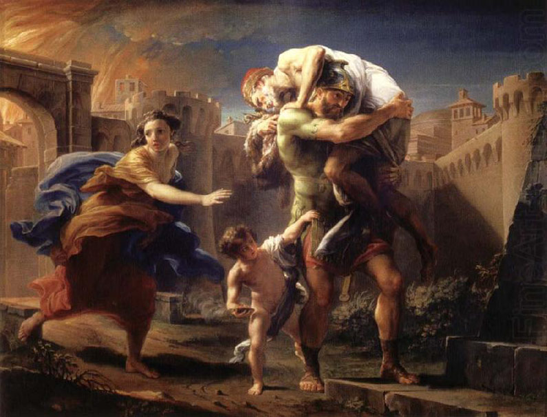 “Aeneas fleeing from Troy” by Pompeo Batoni.