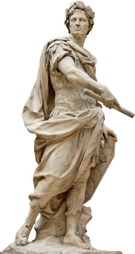 White marble statue of Julius Caesar by Nicolas Coustou, 1696.