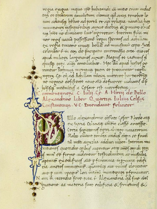 15th century manuscript of De Bello Alexandrino.