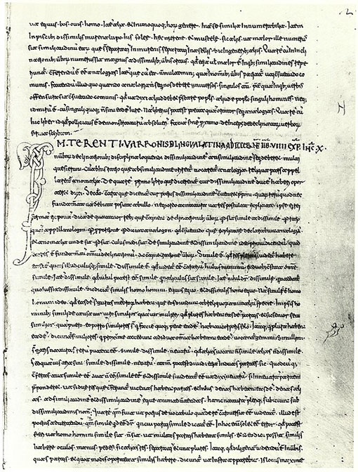 Manuscript of Varro's De Lingua Latina from the 12th century.